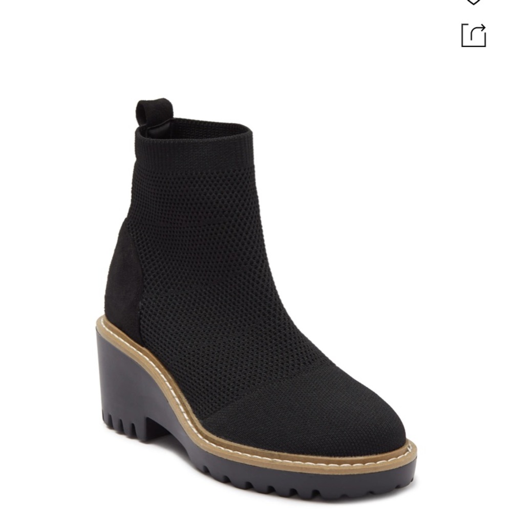 Nicole Miller ( lele ) Platform Wedge Sock Bootie in Black Knit. Size 8
